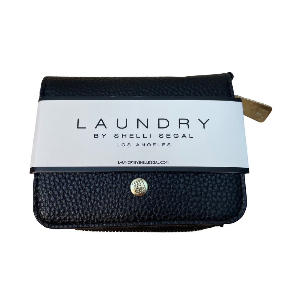 Laundry by Shelli Segal Black Pebbled Bifold Wallet Gold‎ Hardware New No Tags